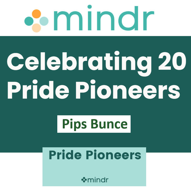 Award recognition icon highlighting the placement of Pips Bunce, founder of Humility Hub, being listed on the Mindr Top 20 Pride Pioneers recognition list