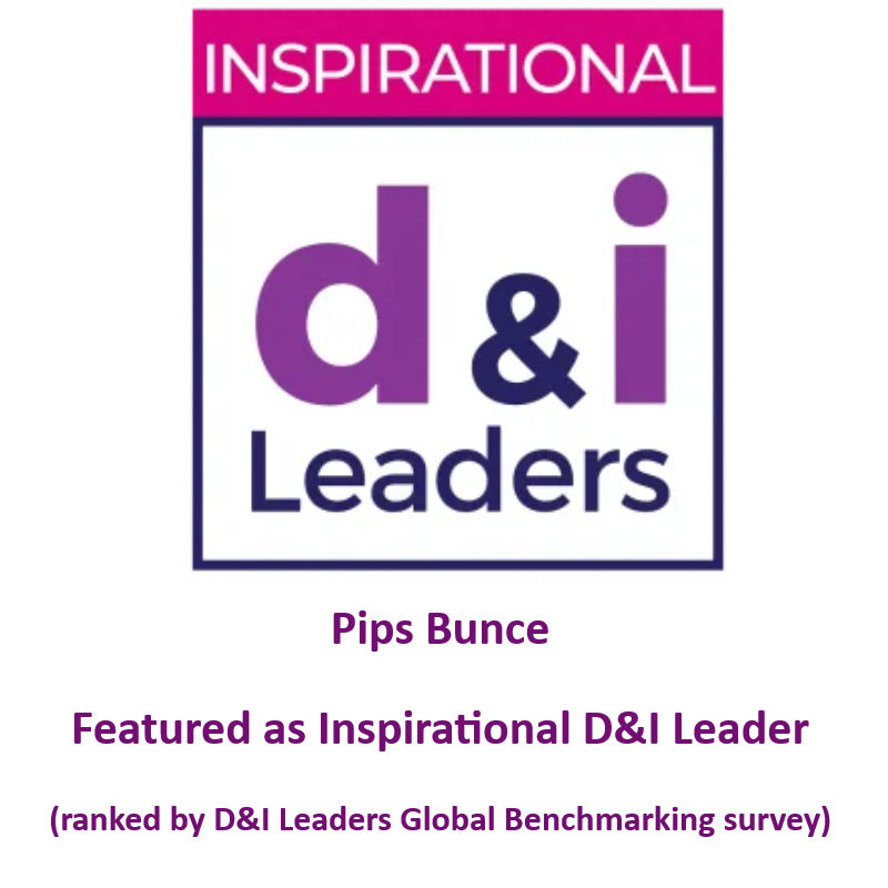 Award recognition icon highlighting the placement of Pips Bunce on the Inspirational D&I Leaders award list